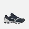 Mizuno Junior Wave Lightrevo TPU Molded Low Baseball Cleat, Navy/White
