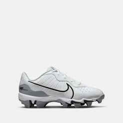 Nike Kids' Alpha Huarache 4 Keystone Baseball Cleats, White/Wolf Grey