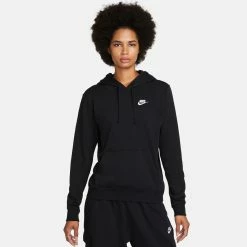 Nike Women's Sportswear Club Fleece Pullover Hoodie, Black/White